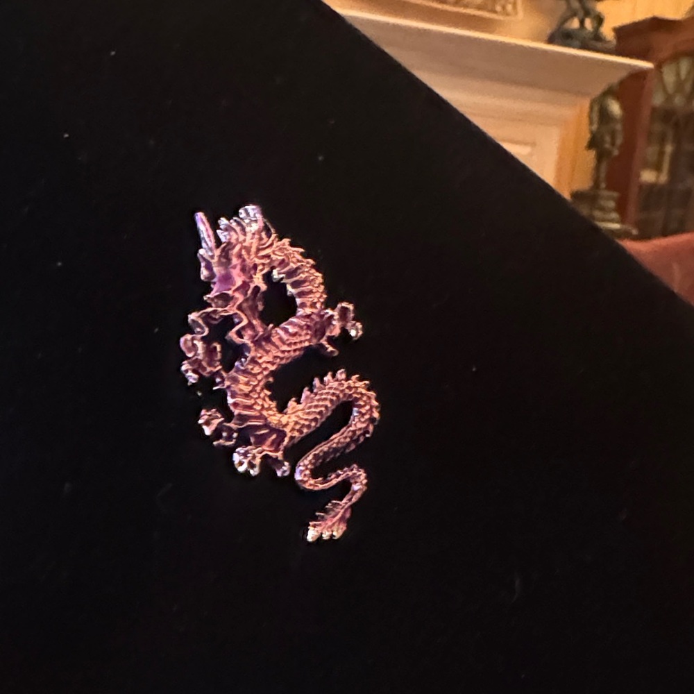 Brooch  pin Metallic Dragon  in purple